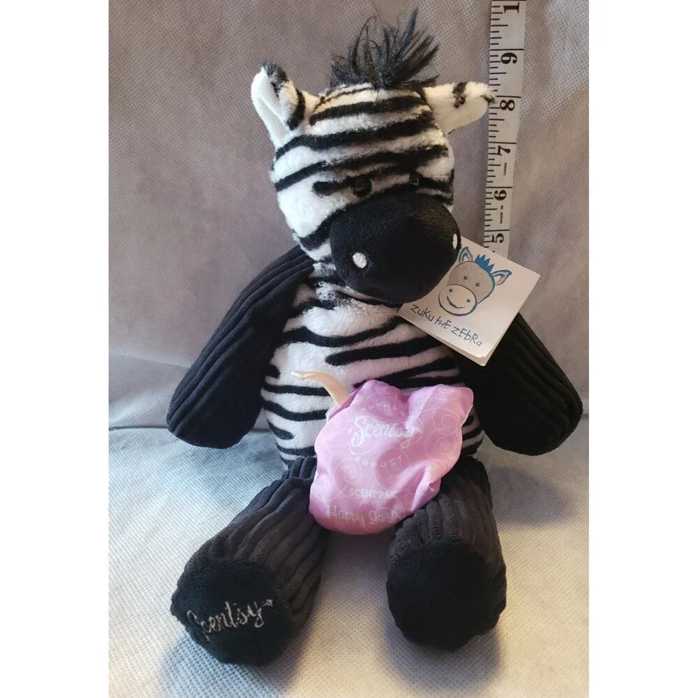2 SCENTSY Buddies Retired Black Fuzzy GAMBI GORILLA and Striped ZUKU ZEBRA